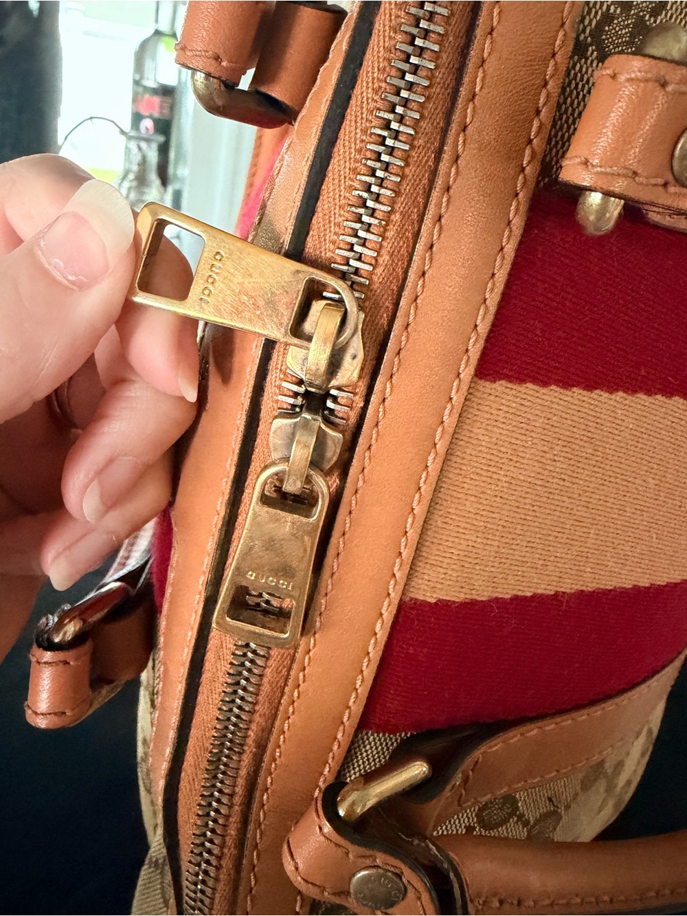 Gucci Web Boston Bag GG Canvas Medium pink crossbody - Picture 9 of 15